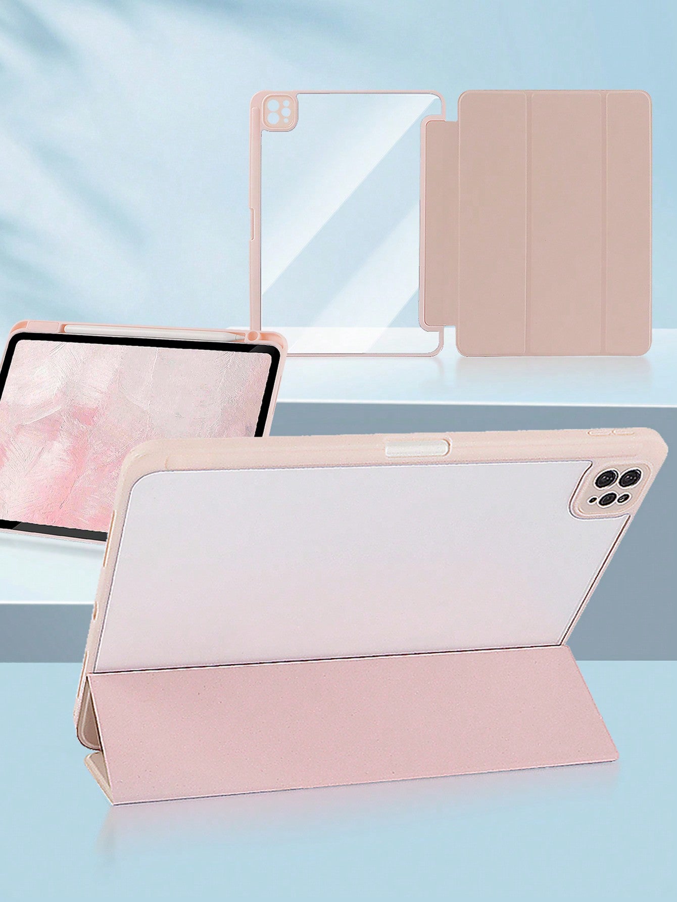 Acrylic Anti-Drop IPad Protective Case With Pencil Holder, Suitable For IPad Mini 4/5/6, 9.7, 10.2, 10.5, IPad Air 4/5, IPad 10th, 10.9, IPad Pro 11, Air 11(M2), Air 13(M2), Pro 11(M4), Pro 13(M4) 12.9-Inch (Some Models With Lens Frame)