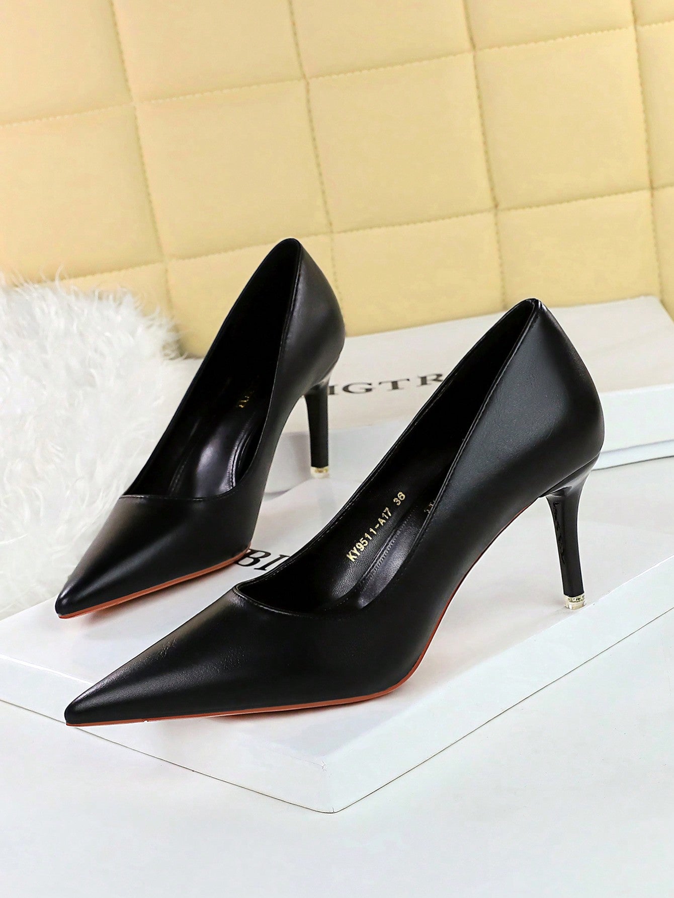 9283-A5 Simple Patent Leather High Heels For Women, Classic Pointed Toe Design, Perfect For Work