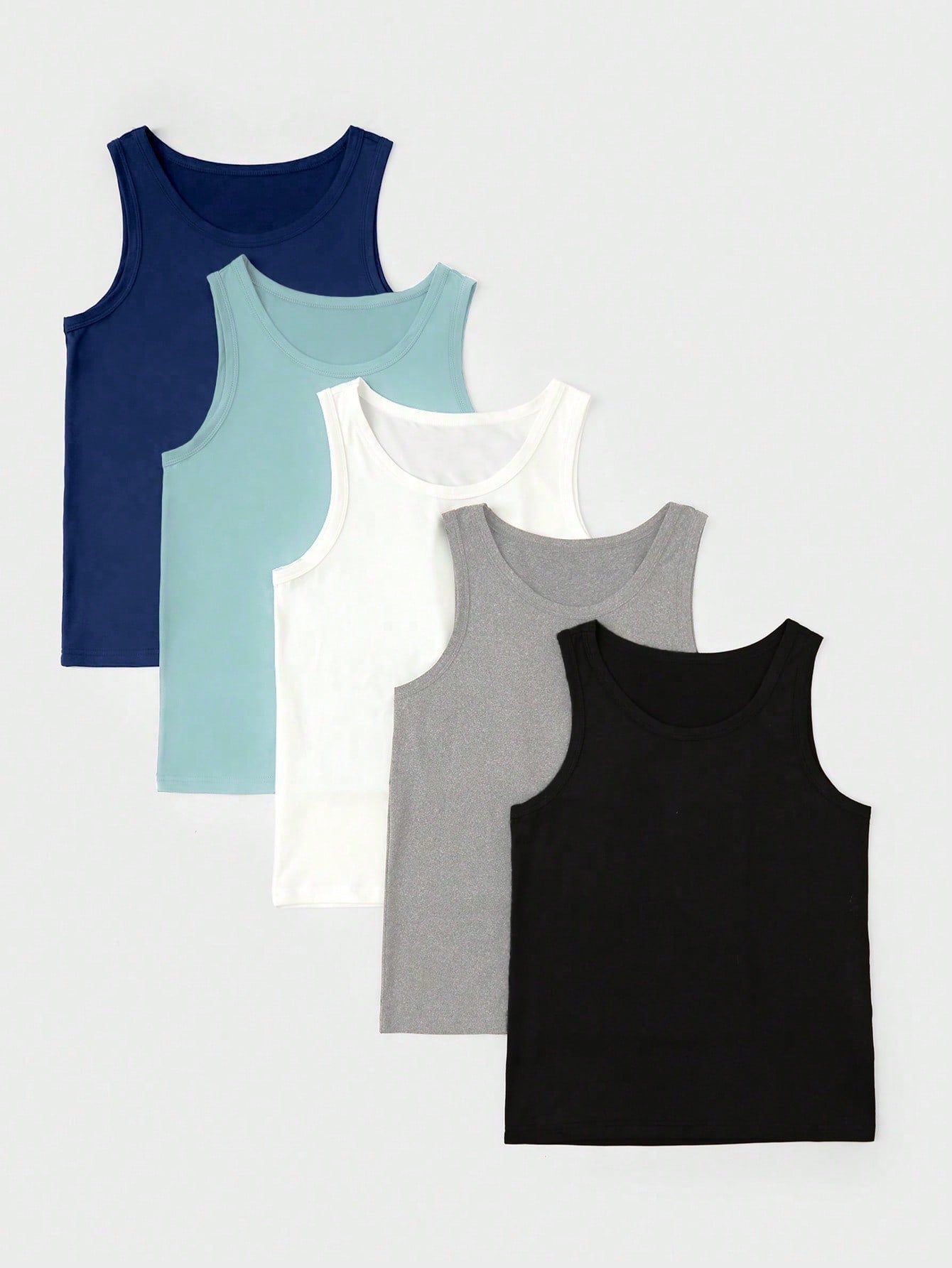 5pcs/Set Assorted Color Undershirts For Young Boys