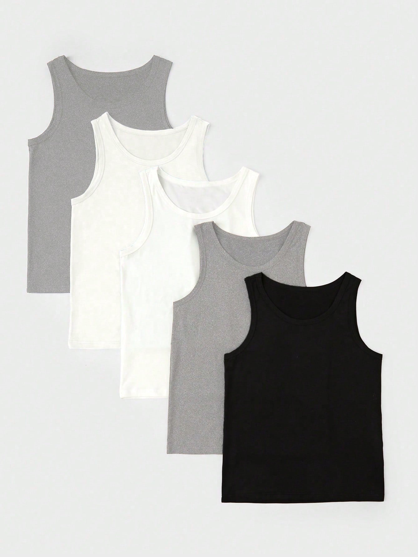 5pcs/Set Assorted Color Undershirts For Young Boys
