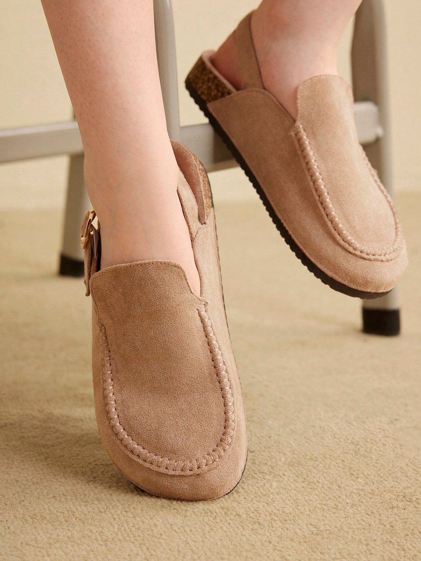 Styleloop Women'S Fashionable Solid Color Open Back Slip-On Shoes For Summer Vacation Shoes Summer Sale  Boho Feels Vintage Cottagecore Frenchy Shoes