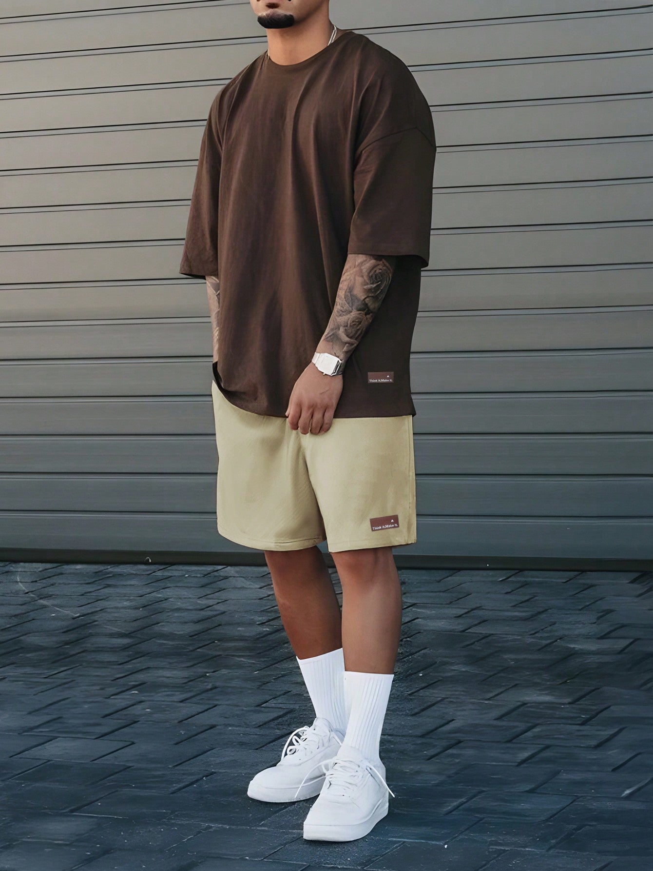 Men's Summer Letter Printed Crew Neck Short Sleeve Casual T-Shirt And Drawstring Waist Shorts Set