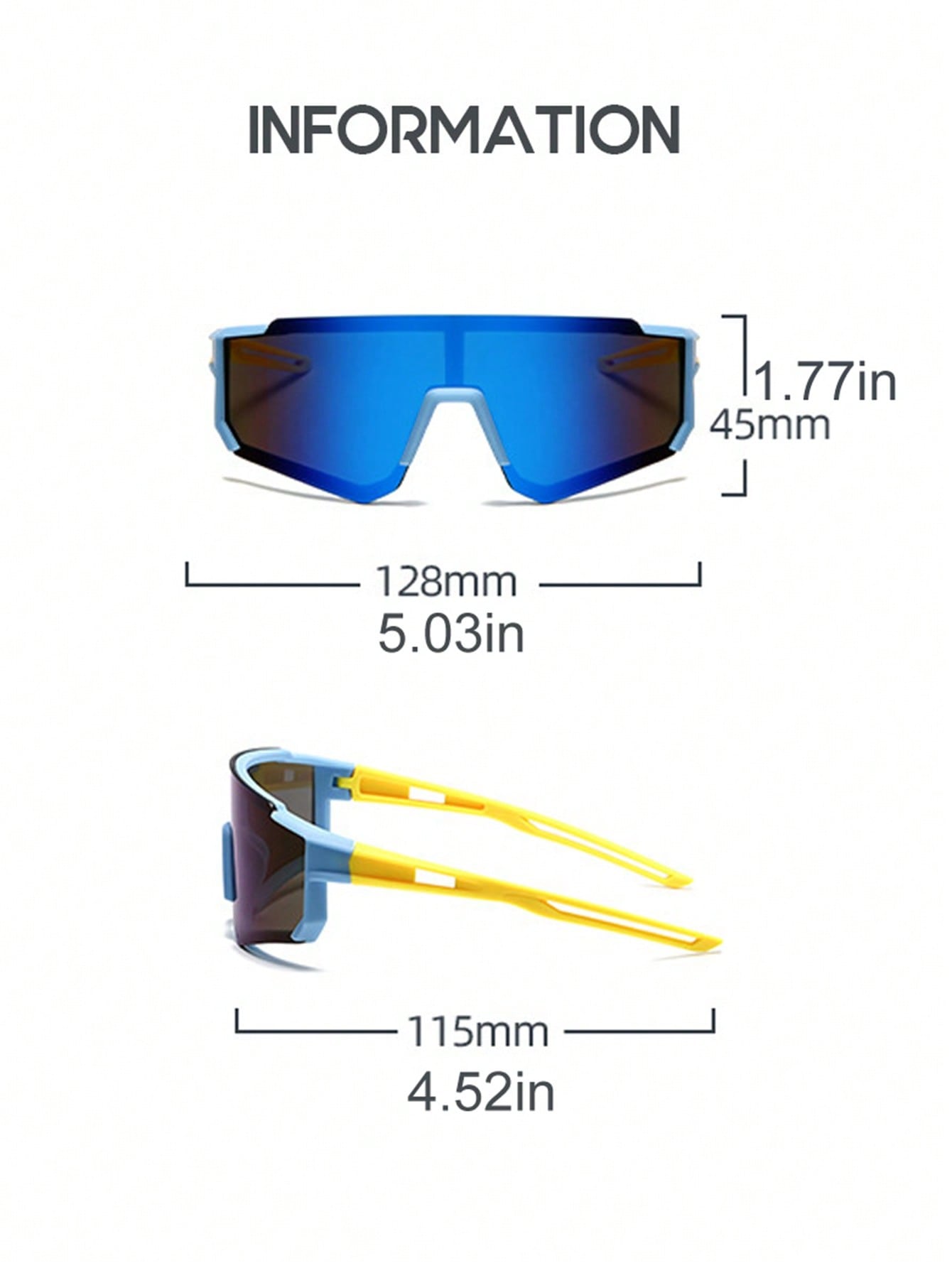 1pc Children's Colorful Sports Cycling Glasses,Colored Connected Large Frame Outdoor Sunglasses, A Gift For Children