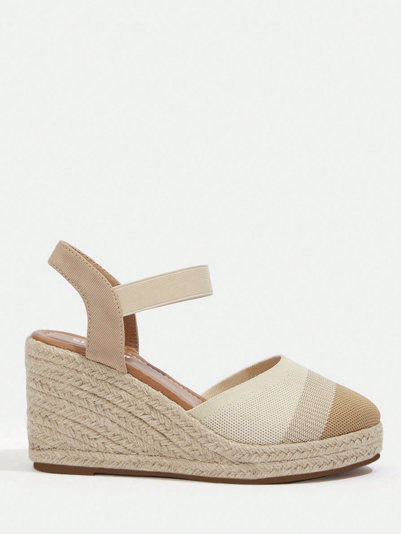 Styleloop Woman Shoes Round Toe Fashion Colorblock Vacation Espadrille Beige Ankle Strap Shoes For Summer Vacation Shoes Summer Sale  Back To School Shoes College Student Shoes Boho Feels Vintage Cottagecore Frenchy Shoes