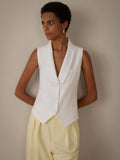 BIZwear Solid Color Asymmetric Design Vest, Perfect For Workplace Commute And Casual Wear, Exuding Elegant And Sophisticated OL Style