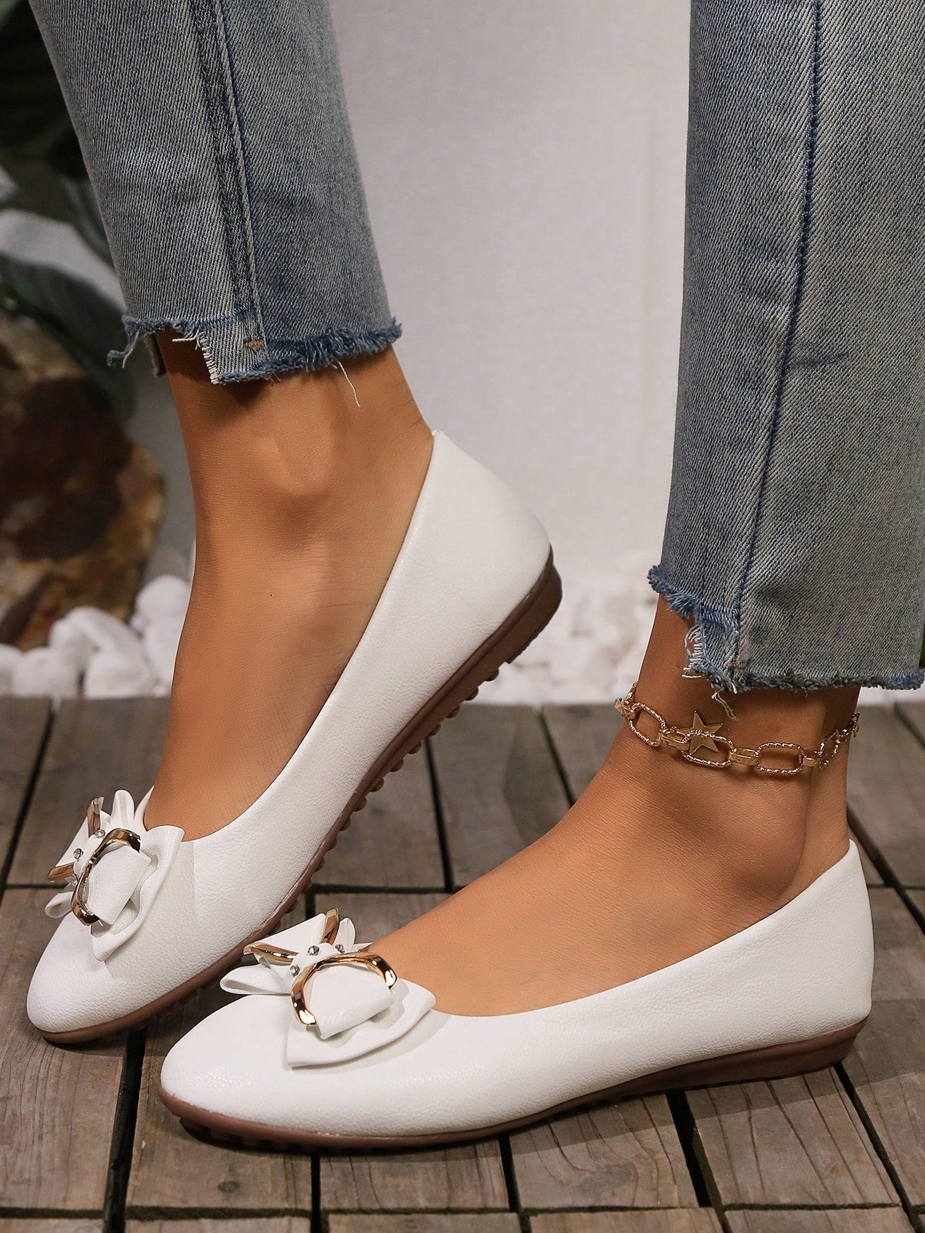 Women's Comfortable Spring/Autumn Round Toe Flat Shoes, Soft Sole Work Shoes, Fashionable Bowknot Bowknot Shoes For Mother, Low-Cut