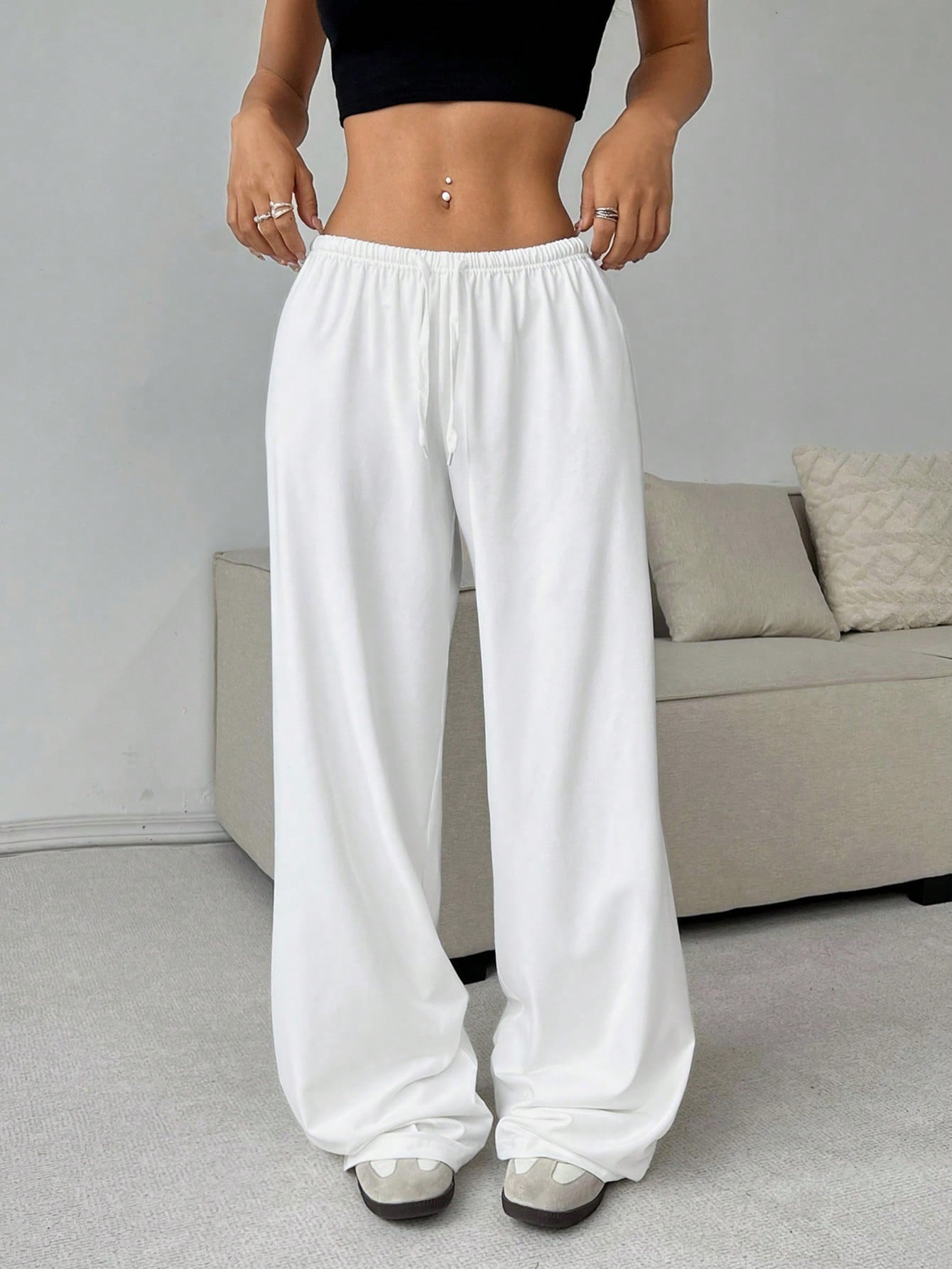 White Soft Knit Lounge Pants