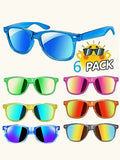 6/12pairs, Y2K Cool Fantasy Classic Fashion Glasses, Color Matching Style, For Boys Girls Outdoor Sports Party Vacation Travel Supplies Photo Props