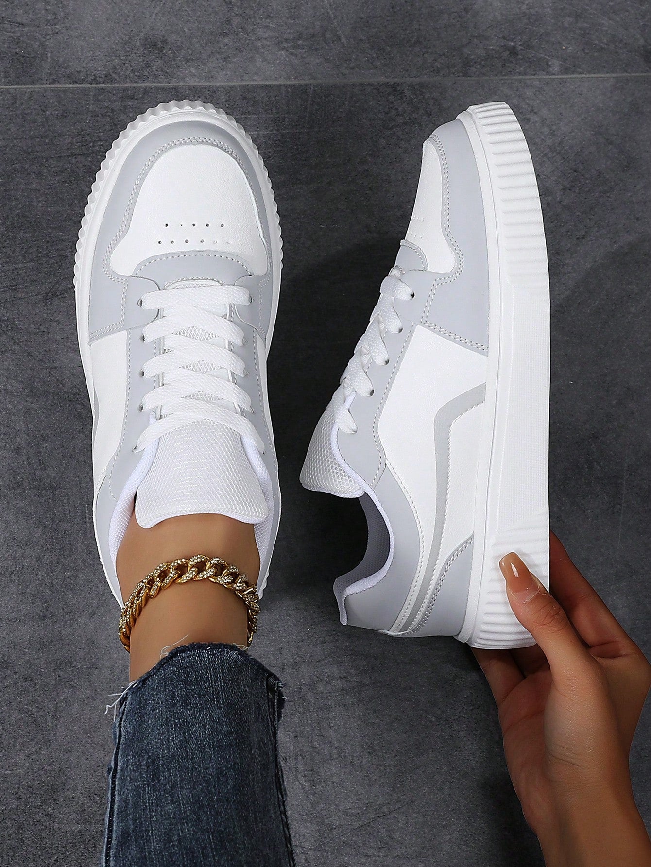 Women's Casual Sports Shoes Color Block Sneakers, Popular Purple Shoes For Campus And Sports Comfortable Breathable