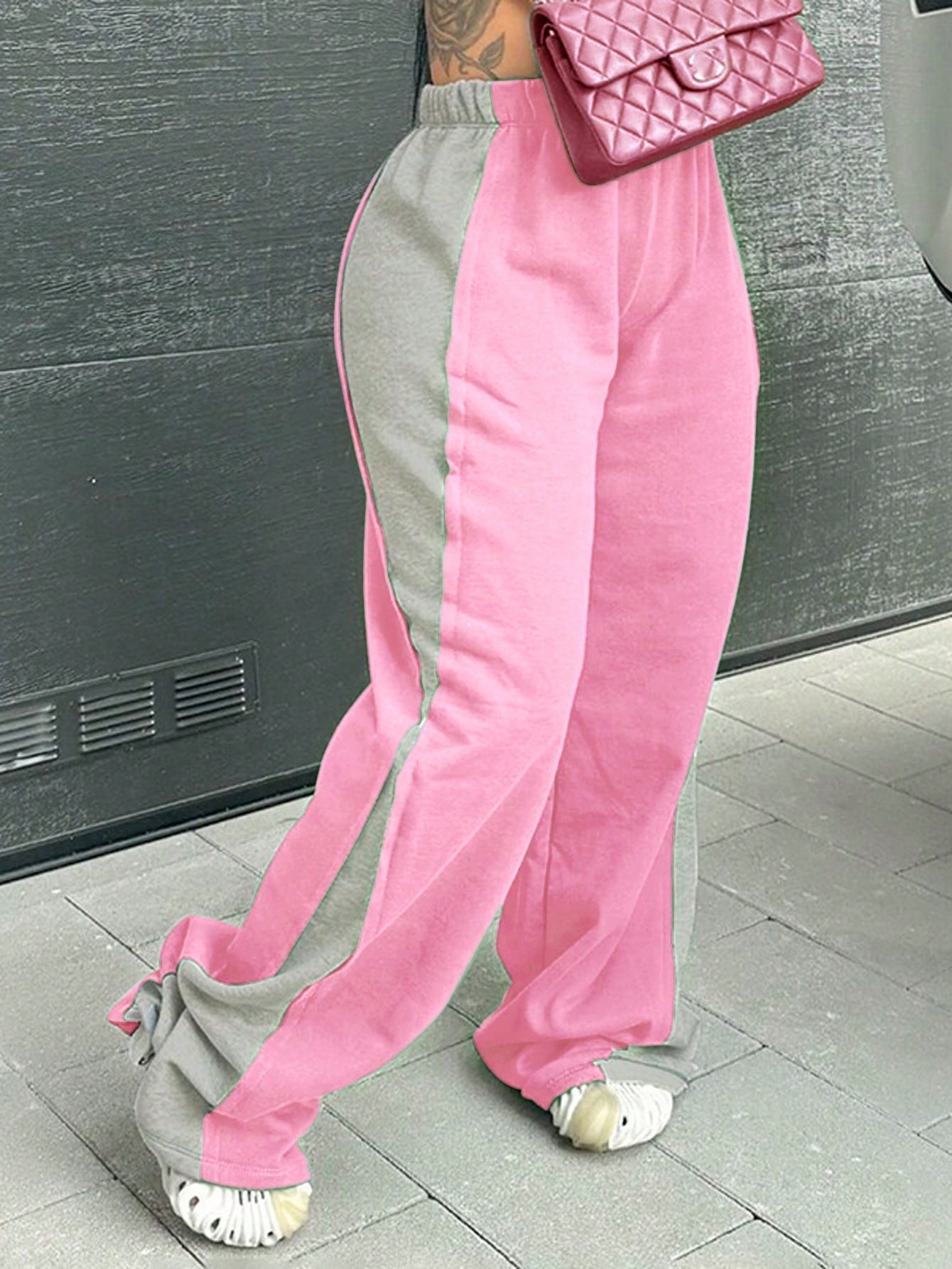 Colorblock Elastic Waist Sweatpants