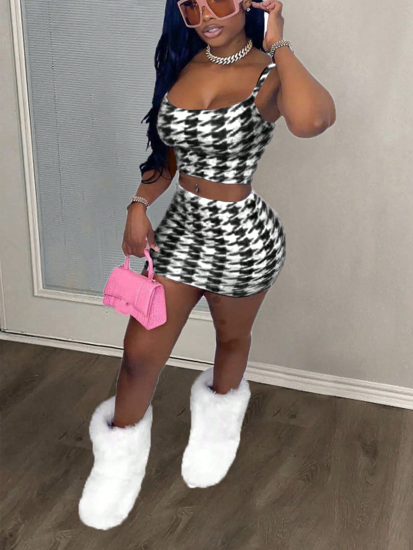Printed Cami Tank Top And Mini Skirt