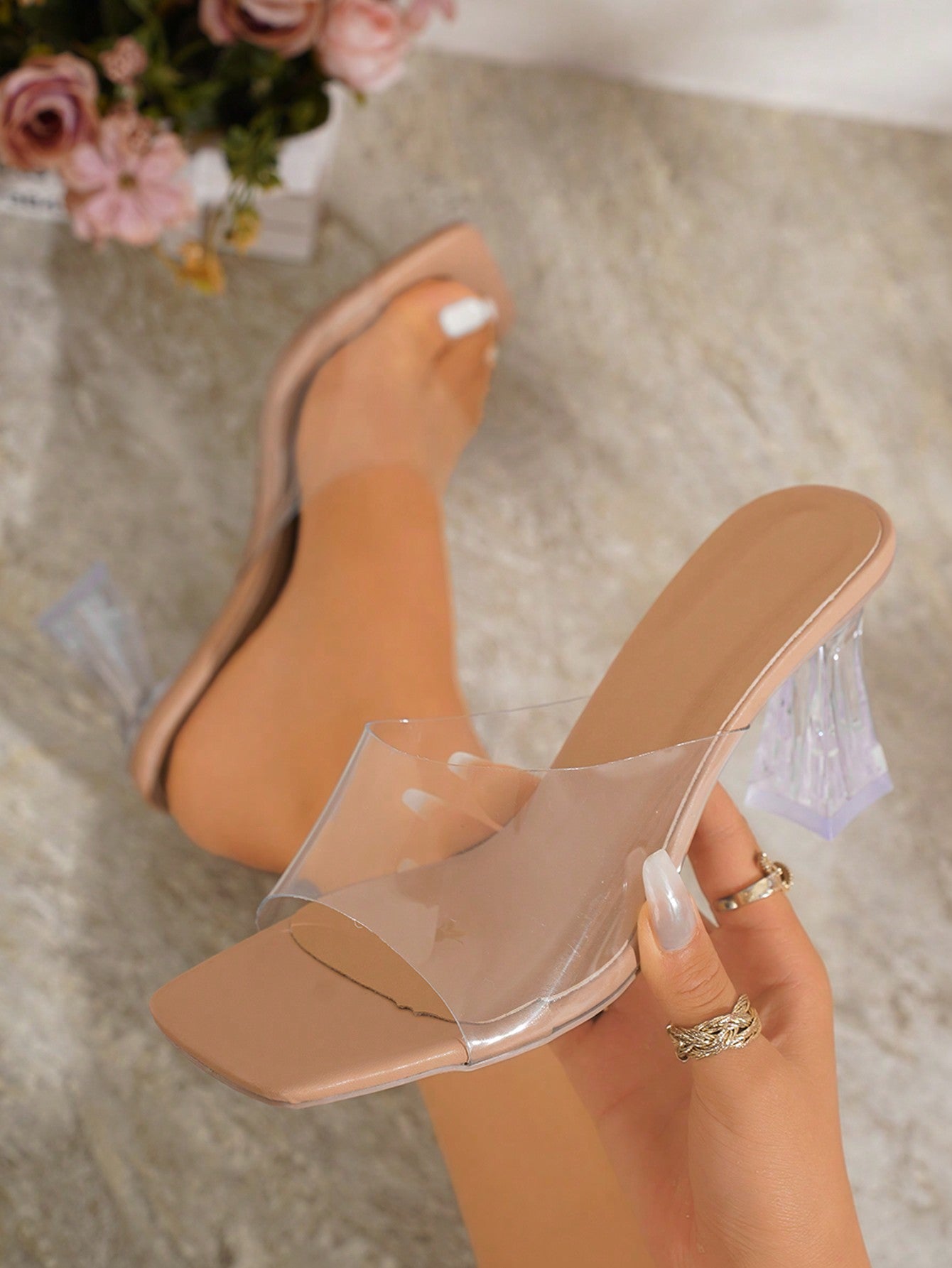 Comfortable Knit High Heel Sandals For Outdoors