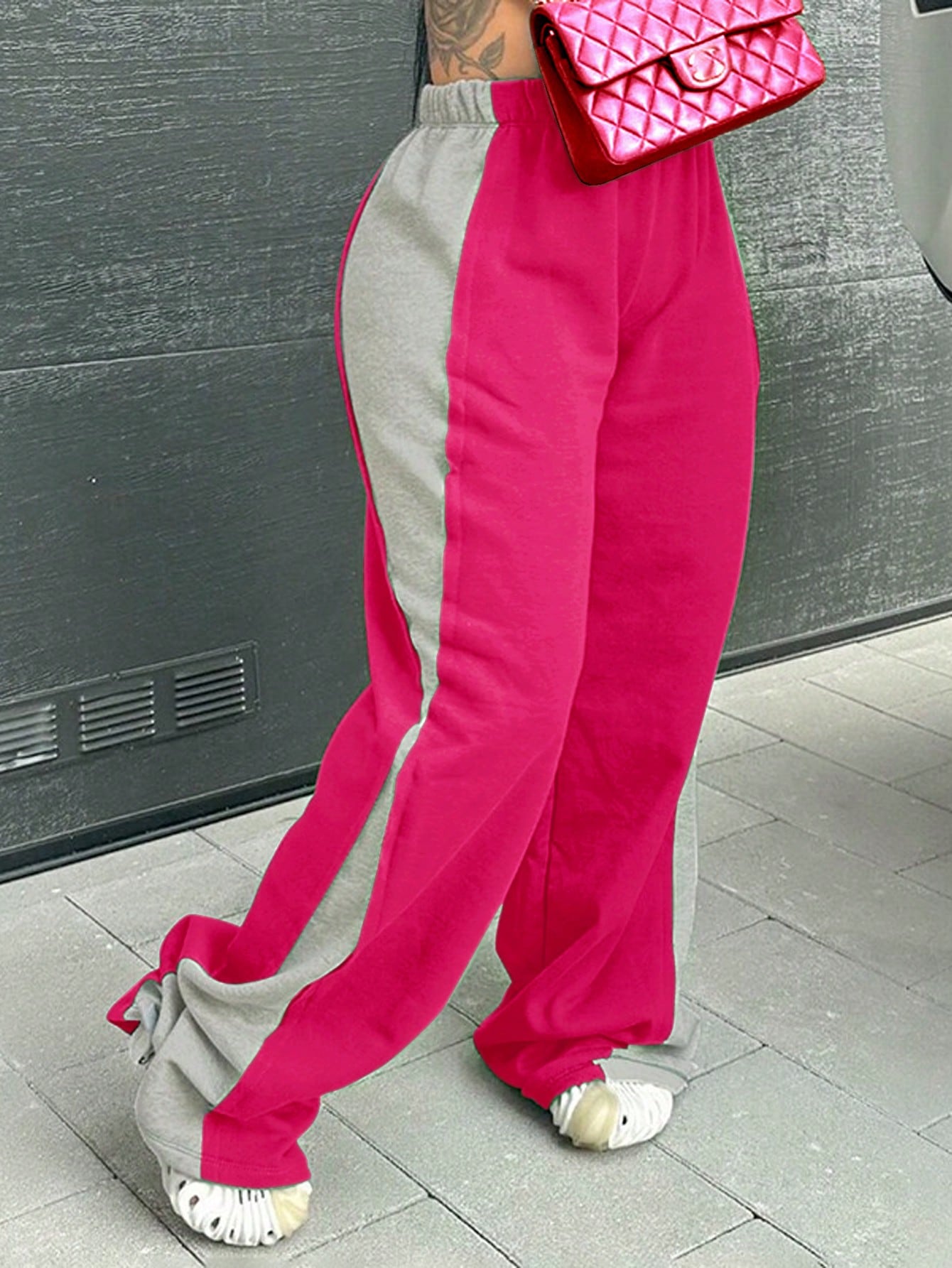 Contrast Side Seam Drawstring Waist Sweatpants