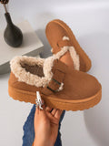 New Arrivals Women's Short Boots With Thick Sole, Ankle-High, Brown, Furry, Warm, Flat Heel, Suitable For Home And Snowy Weather, Autumn/Winter