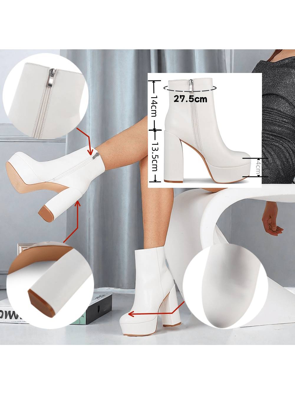 Thick Platform Super High Heeled Women Boots Round Toe Women Boots With Side Zipper Design Goth Fall Winter Sexy Fashion Comfort Short Boots For Women