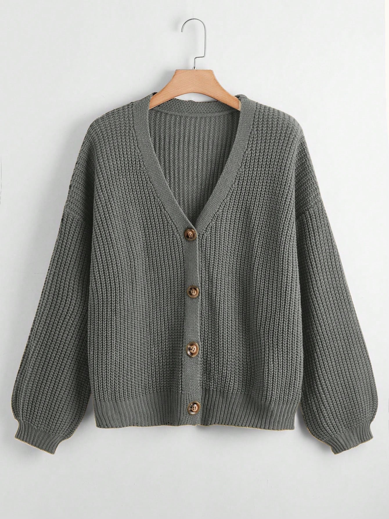 Plus Button Up Drop Shoulder Cardigan