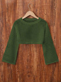Tween Girl Hooded Cover Up, Summer And Winter New Arrival Knitted Pullover. Unique Hollow Out Knitting Method Reflects Texture And Presents Lively, Cute And Fashionable Atmosphere. Loose Fit Adds To The Fashion Sense. The Fabric Is Comfortable For Daily W