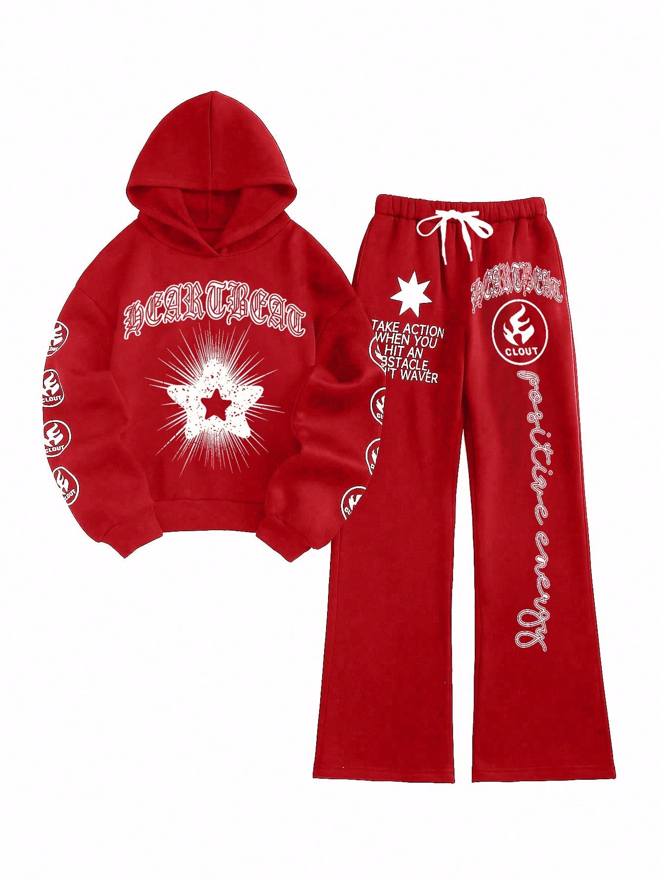 Coolane Loose Fit Hoodie With All Over Print And Drawstring Pants Set