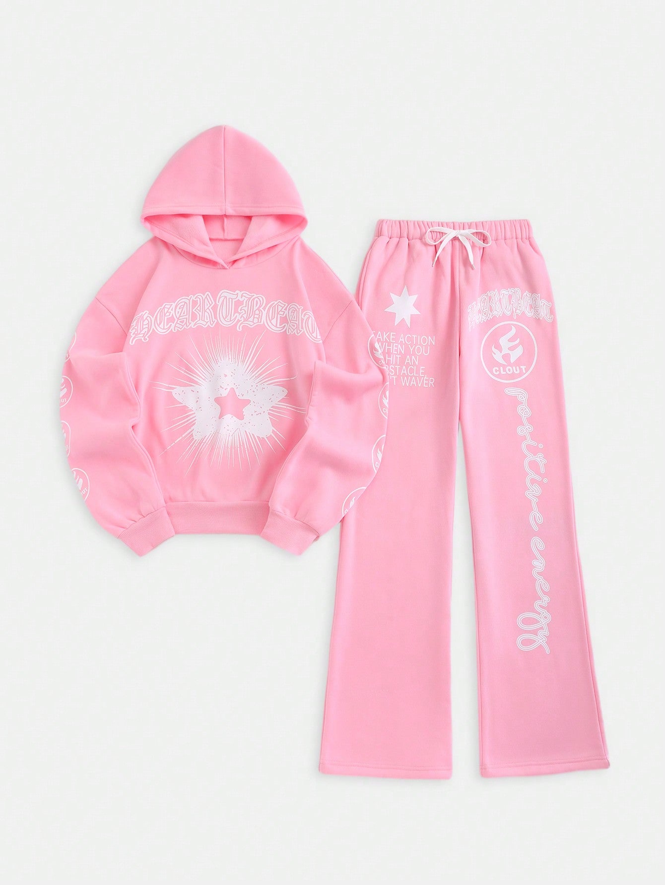 Coolane Loose Fit Hoodie With All Over Print And Drawstring Pants Set