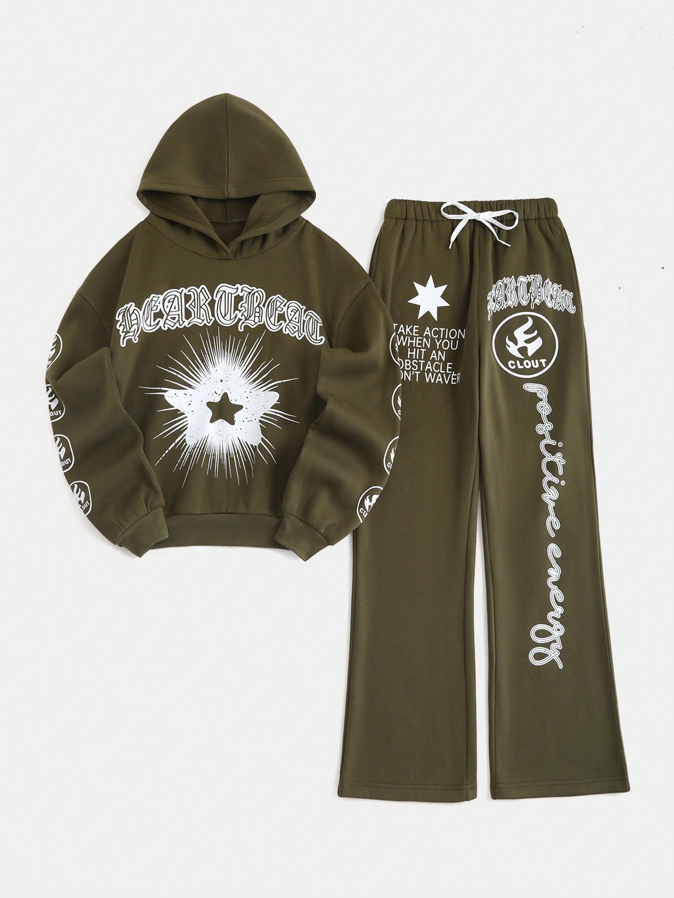 Coolane Loose Fit Hoodie With All Over Print And Drawstring Pants Set