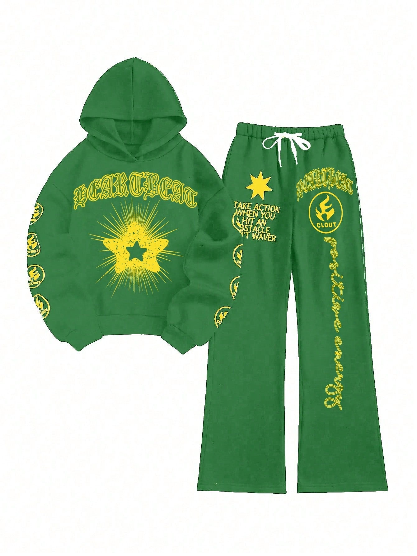 Coolane Loose Fit Hoodie With All Over Print And Drawstring Pants Set