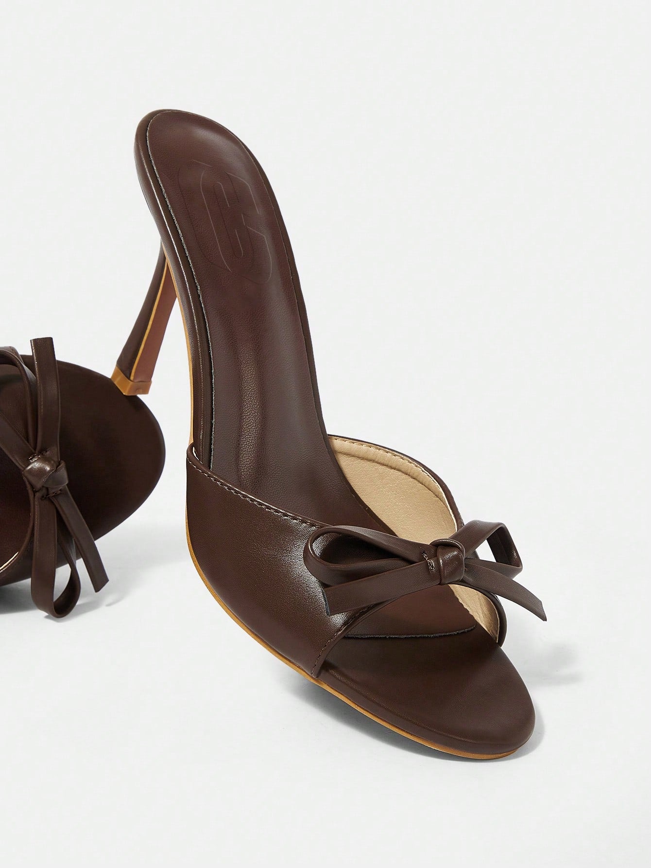 CHICEST Brown PU Women's Mule Pointed Toe High Heel Sandals Elegant Sandals