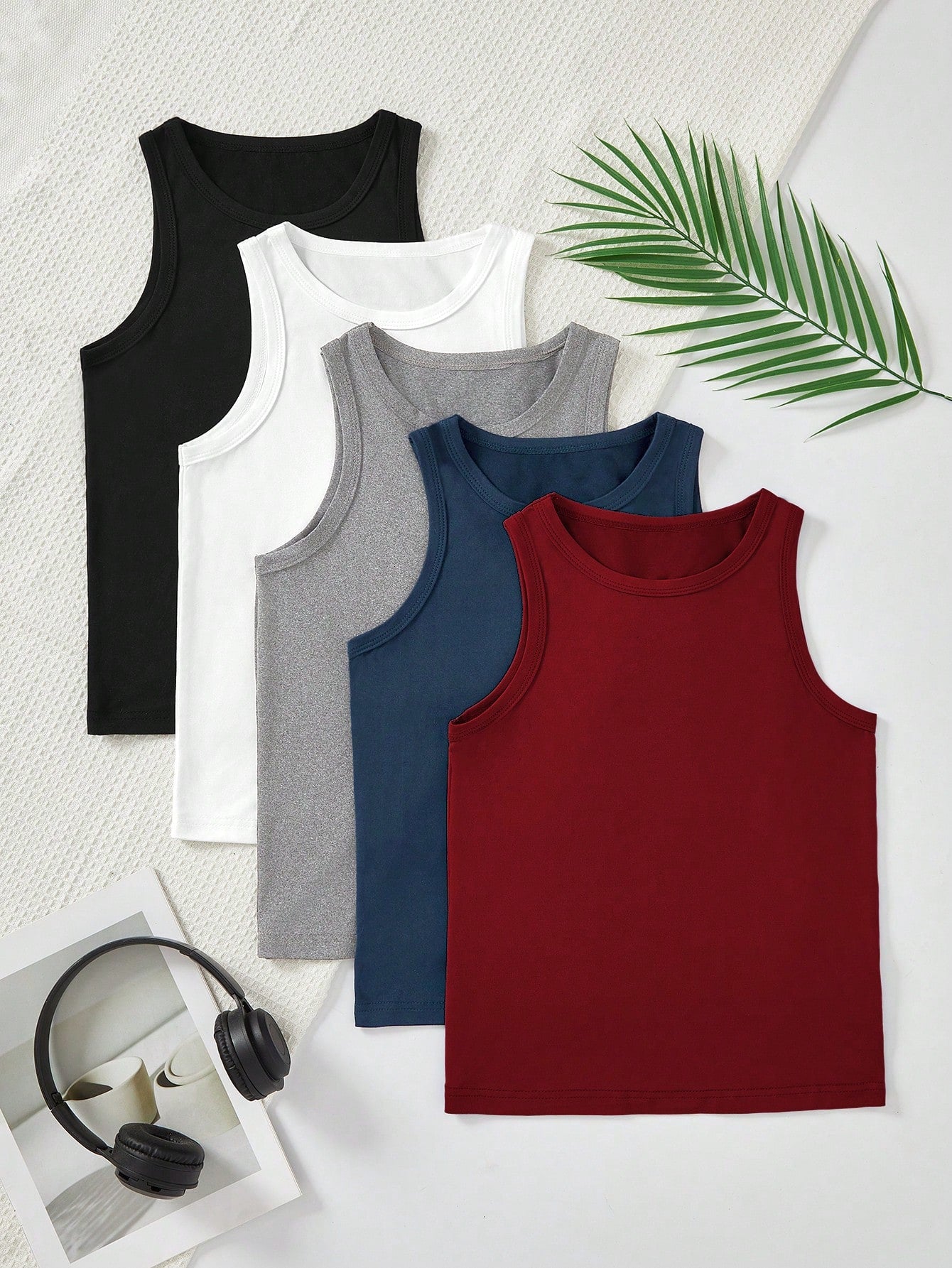 5pcs/Set Assorted Color Undershirts For Young Boys