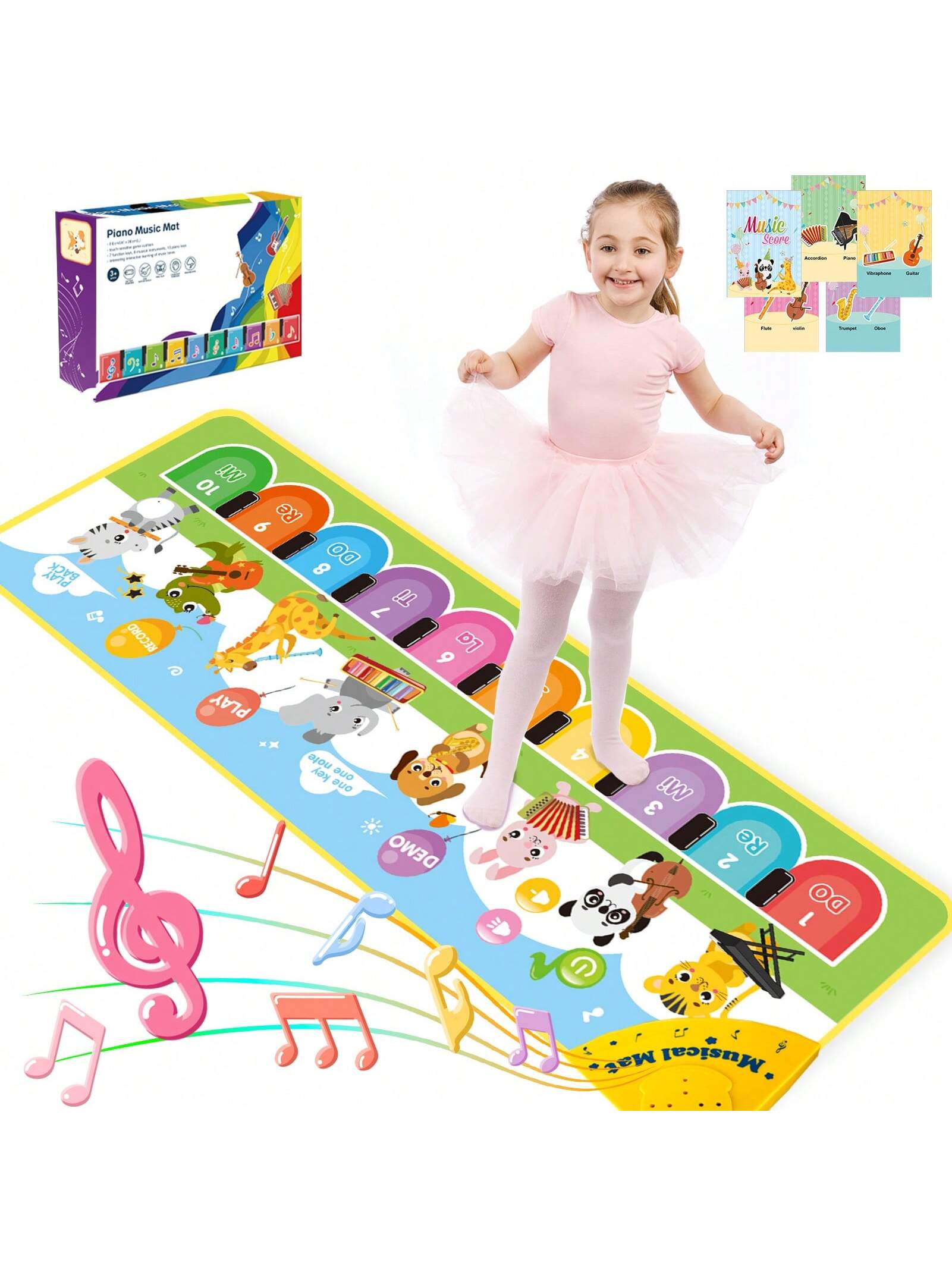 Baby 2-In-1 Music Mat Piano Keyboard Suitable For Early Childhood Early Education Portable Touch Music Play Mat Learning Toy Gift Suitable For 1-5 Years Old Baby Girl Boy Toddler