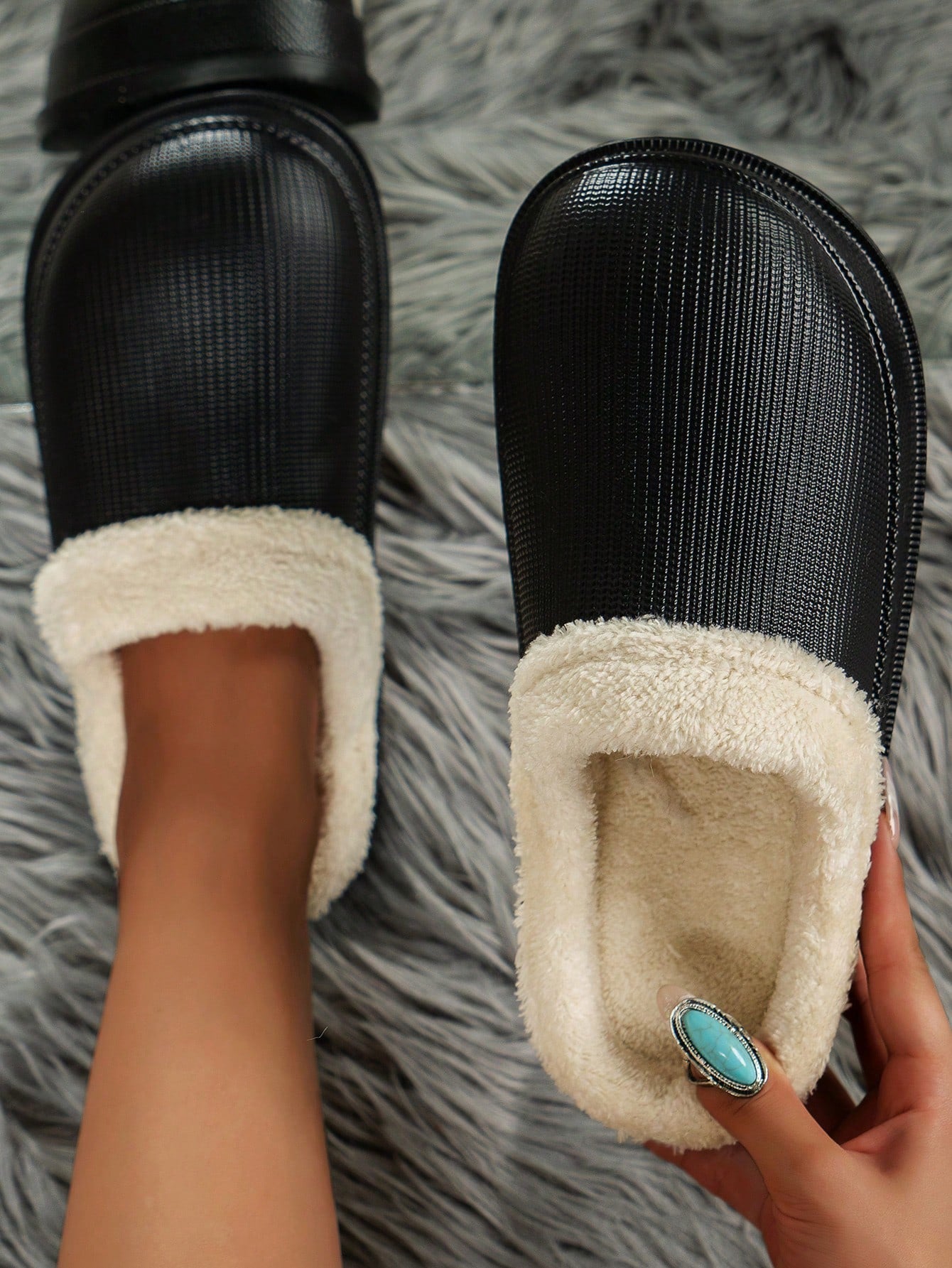 Solid Color Women's Casual EVA Home Slippers, Indoor/Outdoor Anti-Slip, Breathable, Soft And Comfortable, With Toe Protection And Heel Cushion, Thermal Lined For Warmth, Autumn And Winter