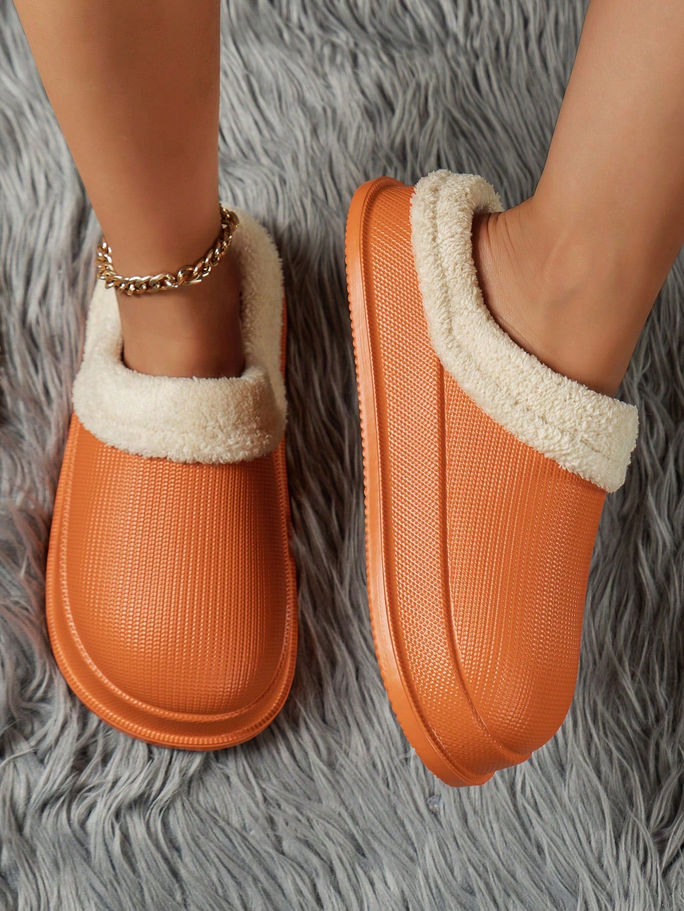 Solid Color Women's Casual EVA Home Slippers, Indoor/Outdoor Anti-Slip, Breathable, Soft And Comfortable, With Toe Protection And Heel Cushion, Thermal Lined For Warmth, Autumn And Winter