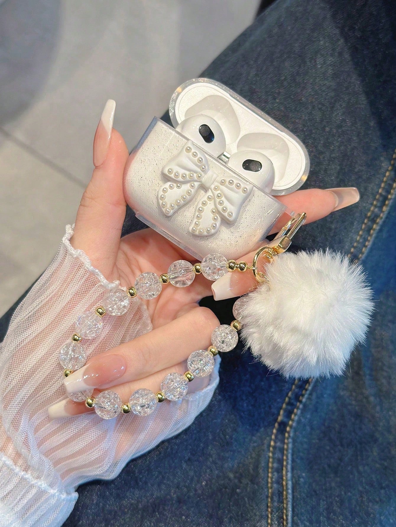 Bow Decor Case Compatible With AirPods For AirPods1/2 AirPods Pro