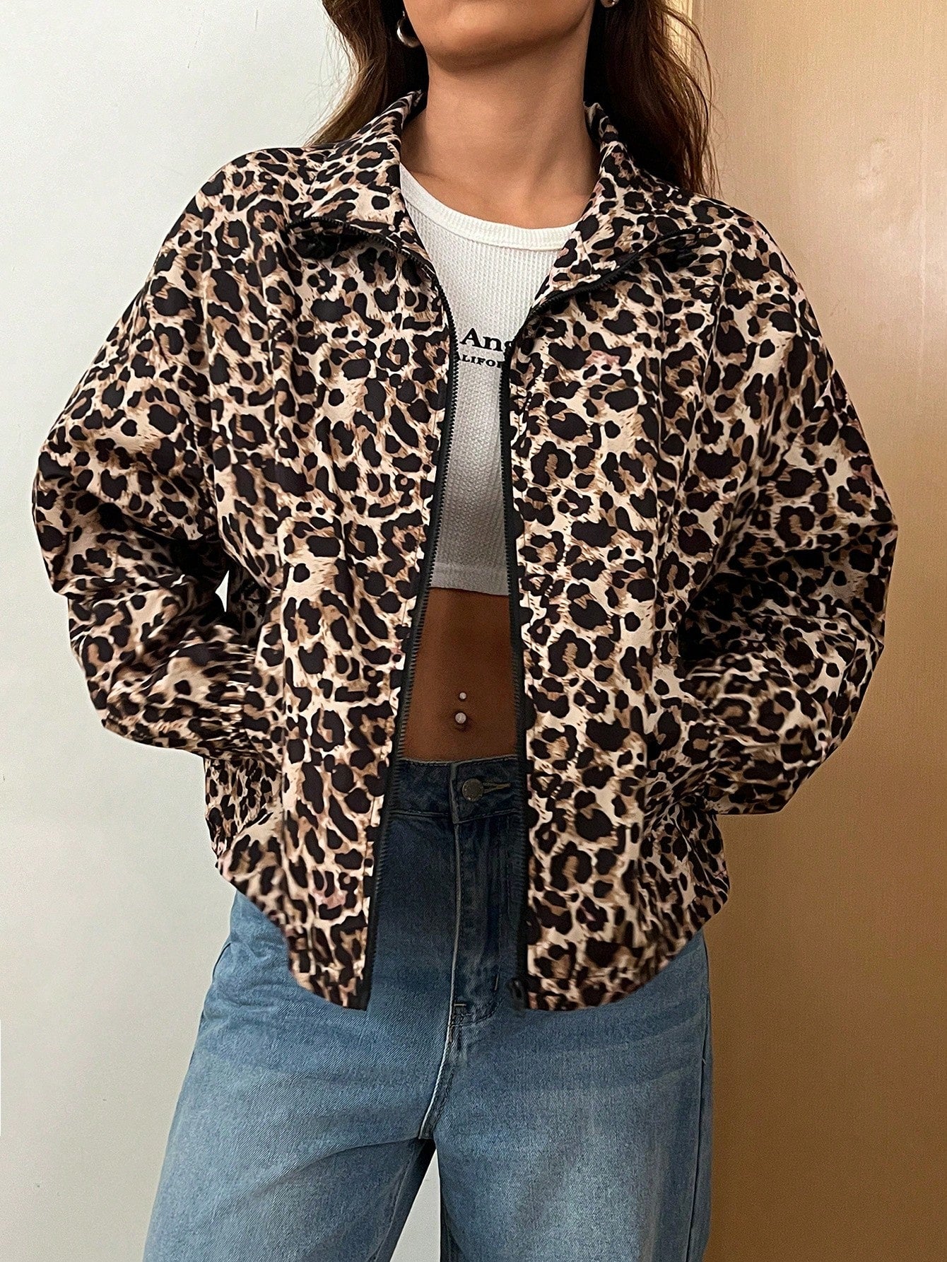 Zip Up Drop Shoulder Jacket