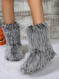 Winter New Style Women's Mid-Calf High Top Furry Boots, Unique And Stylish Warm Snow Boots For Trendy Girls