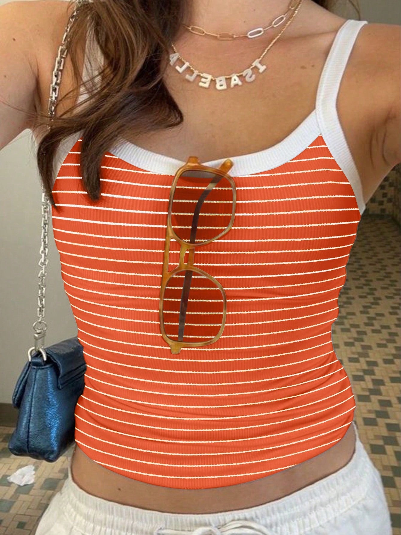Striped Print Casual Simple Summer Tank Top For Women