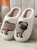 New European And American Style Embroidered Fabric Pet Cat & Dog Unisex Slippers, Winter Indoor Home Shoes