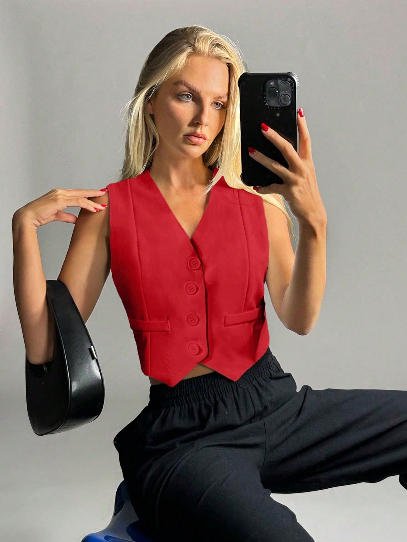 Solid Button Front Waistcoat