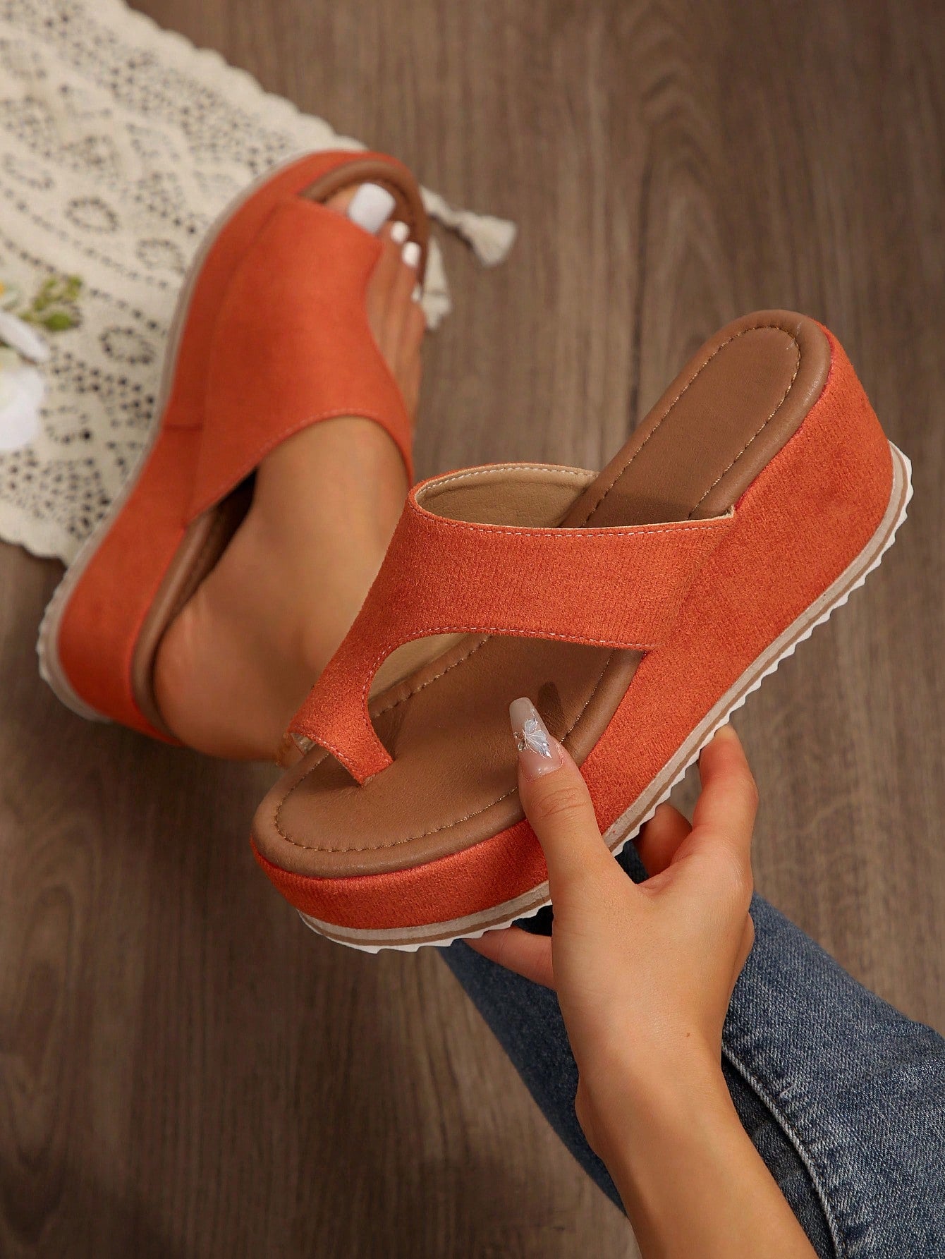 Women's Platform Thick-Soled Comfortable Sandals, Slip-On Wedge Sandals For Ladies, Suitable For Summer