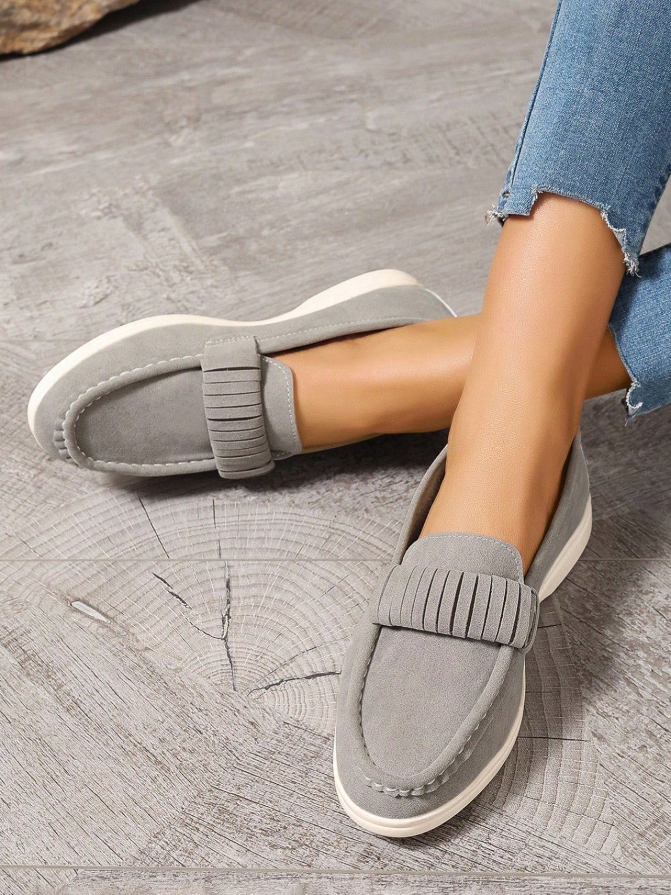 Women's Comfortable And Fashionable Solid Color Round Toe Slip-On Loafers, Multiple Colors Available, Green, Soft And Comfortable Flat Shoes For Casual Wear