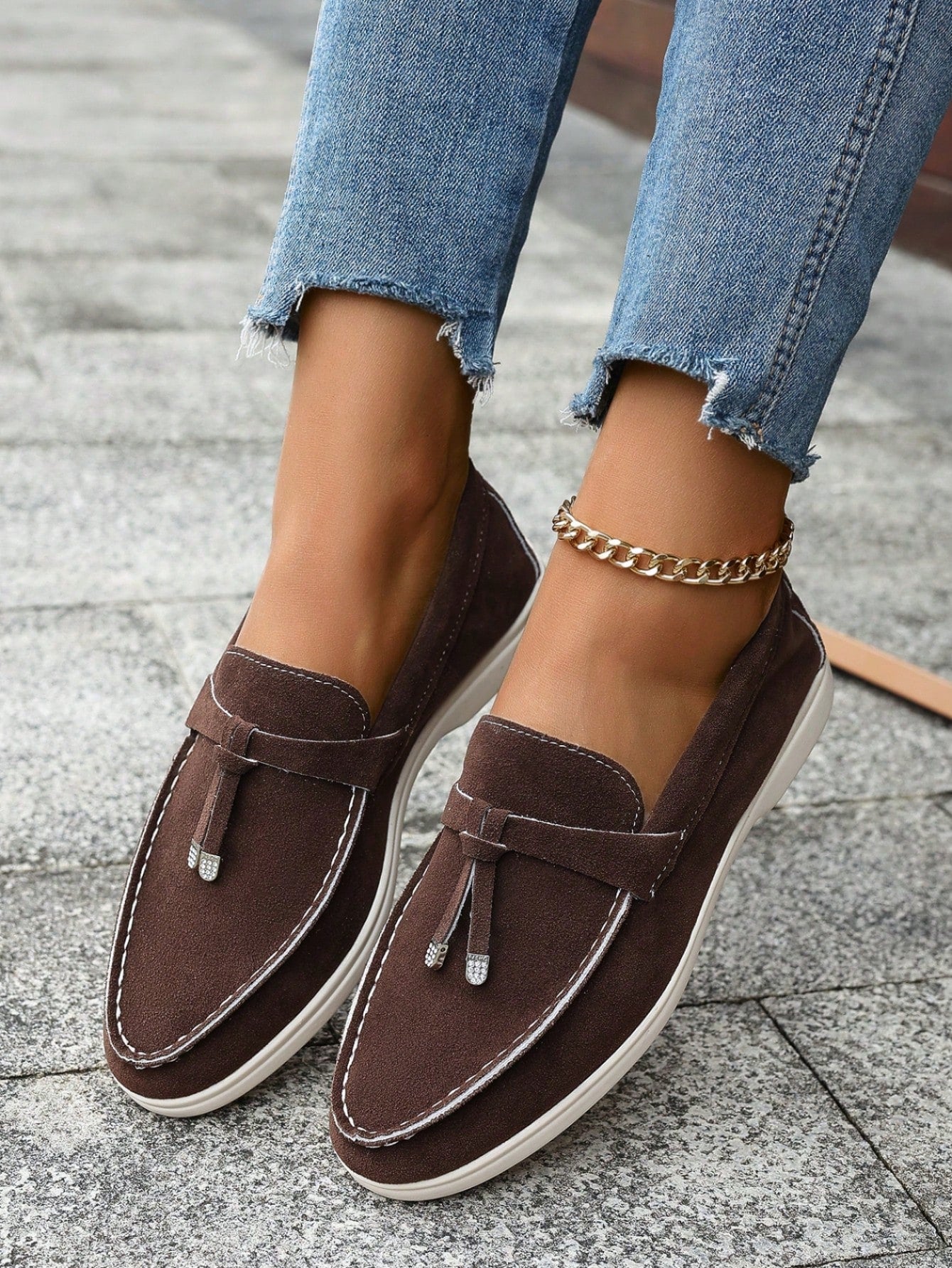 Women's Comfortable And Fashionable Solid Color Round Toe Slip-On Loafers, Multiple Colors Available, Green, Soft And Comfortable Flat Shoes For Casual Wear
