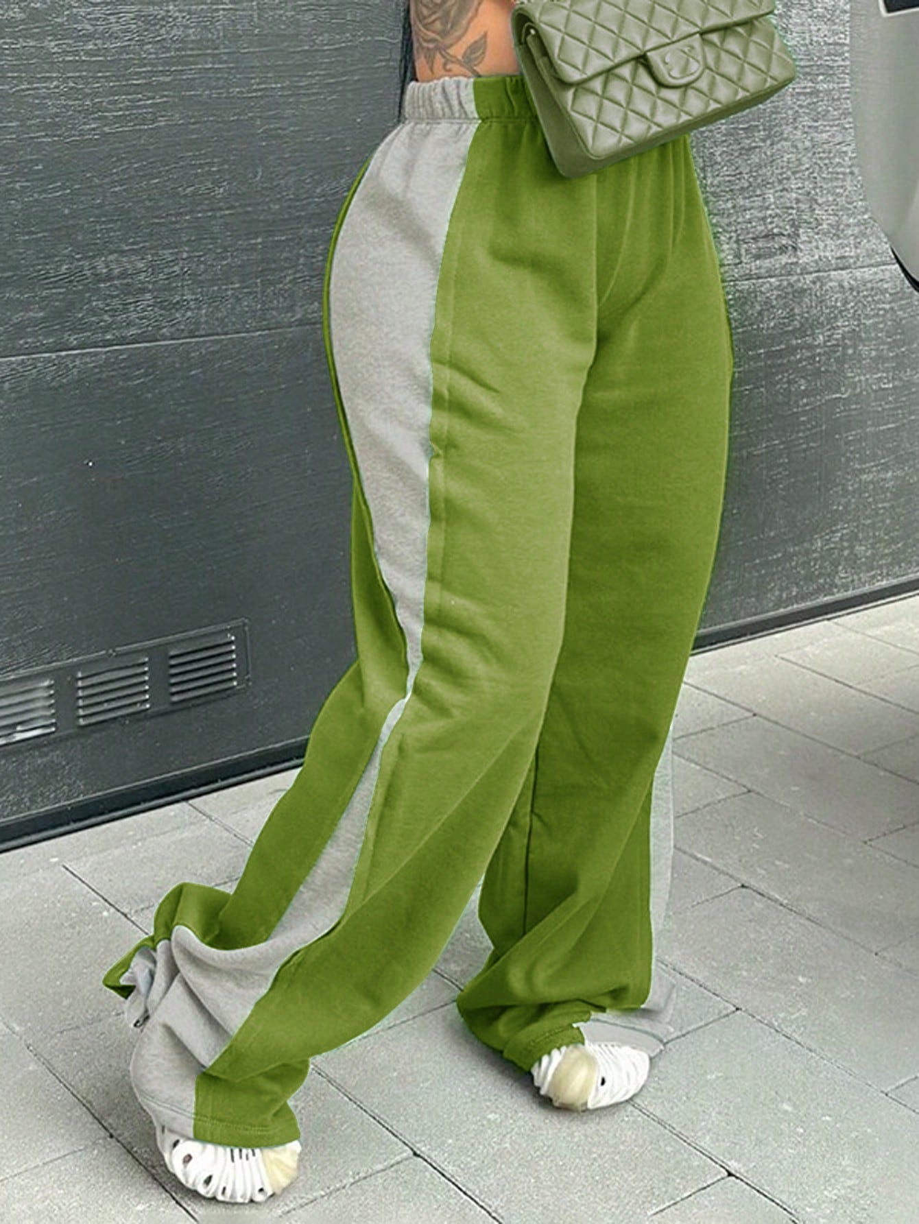 Contrast Side Seam Drawstring Waist Sweatpants