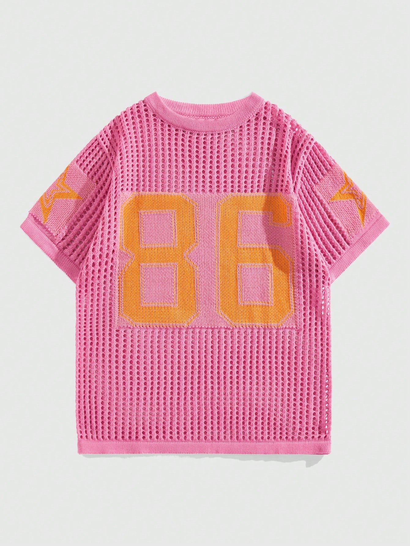 Street Life Men's Summer Casual Color Block Knitted Top With Embossed Star Number And Hollow Out Design