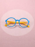 1 Pair Kids Round Frame Fashion Flat Lens Glasses, Trendy & Simple Design Suitable For Boys & Girls Outdoor Activities, Travel, Holiday Party, Photography Accessories