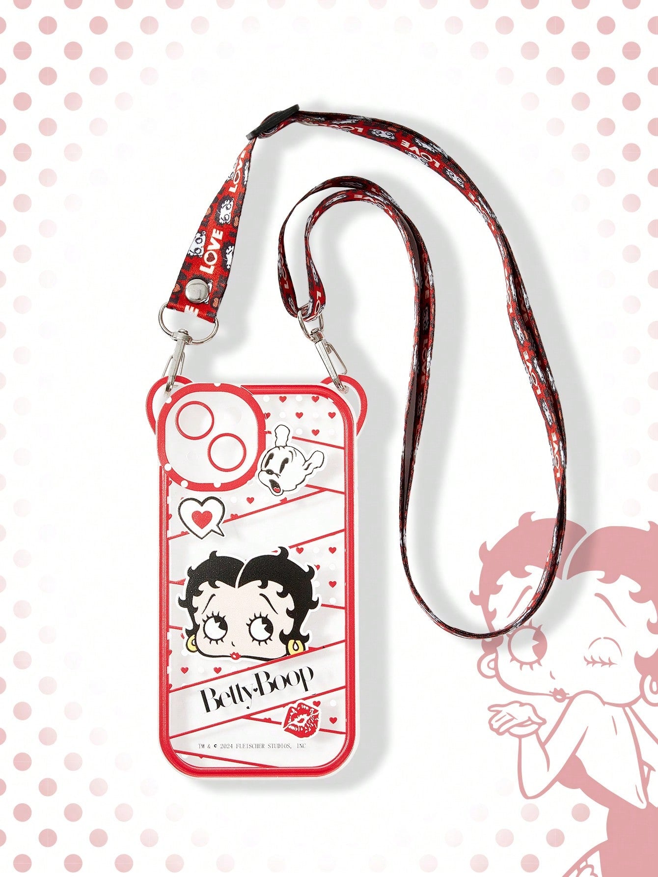 Cute Cartoon Girl & Letter Print Phone Case And Phone Strap