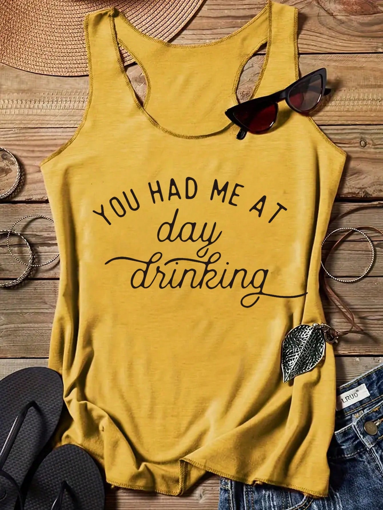 Round Neck Letter Printed Summer Casual Tank Top