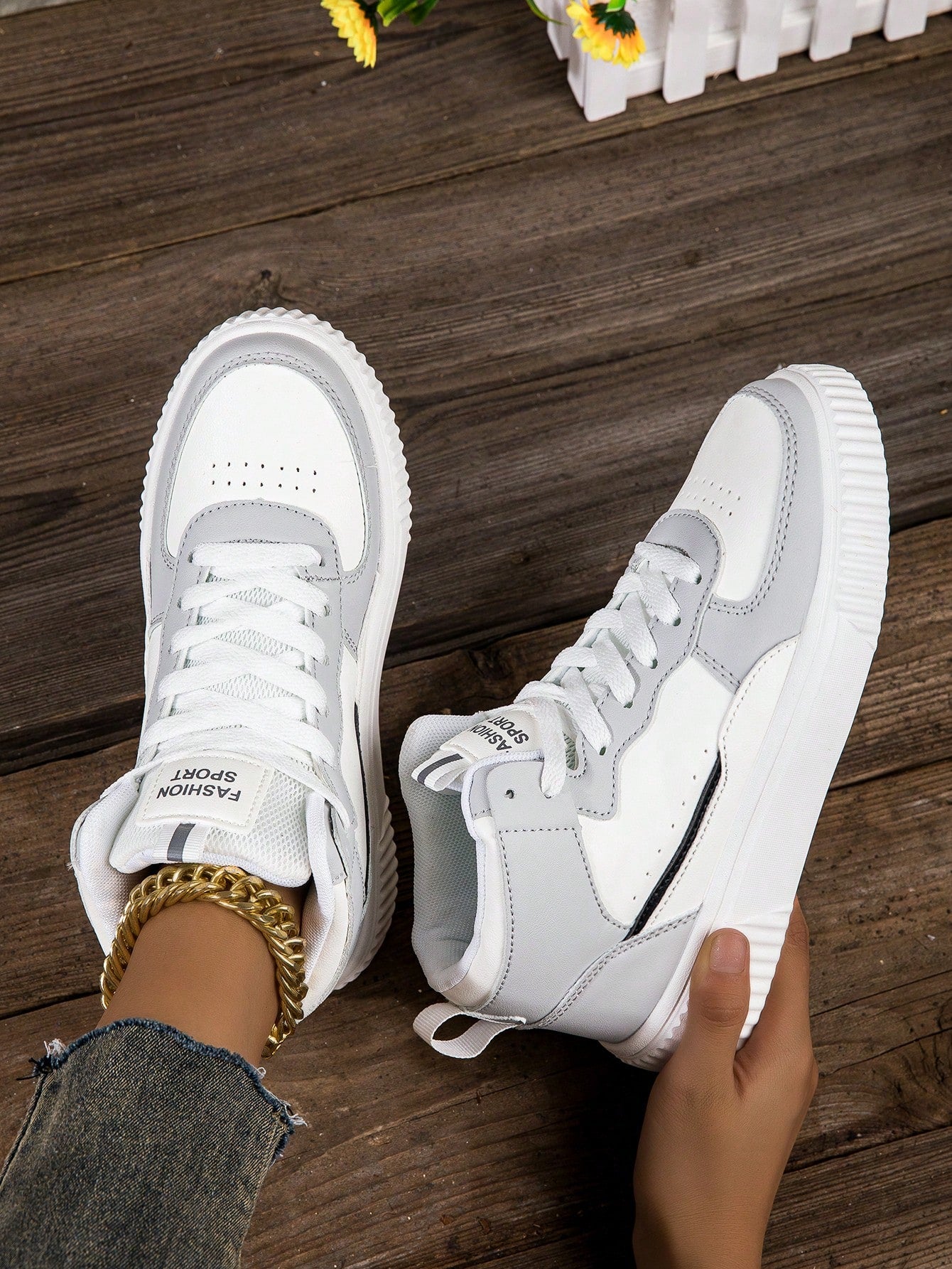 Women's Plus Size Color Block Student Sports High Top Outdoor Sneakers