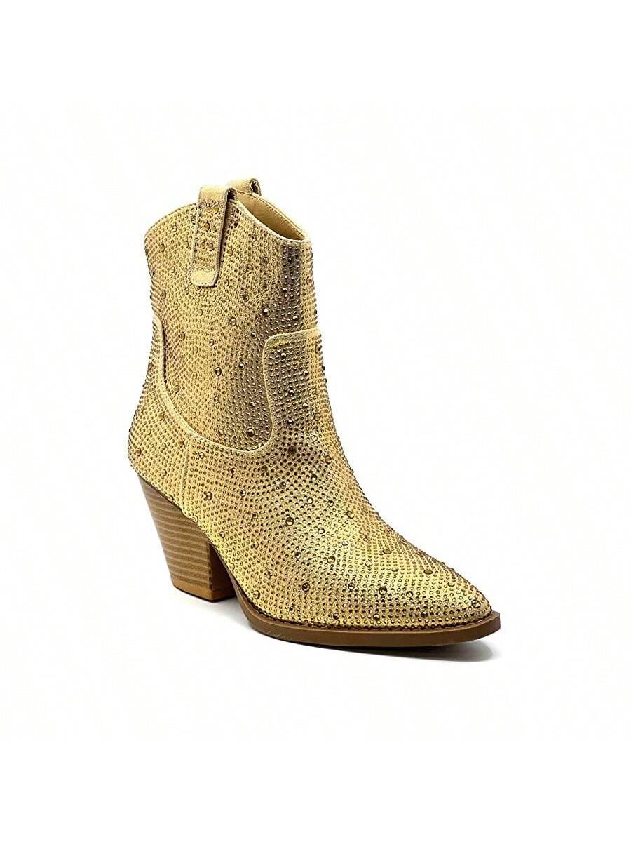 River-01 Rhinestone Cowboy Ankle Bootie