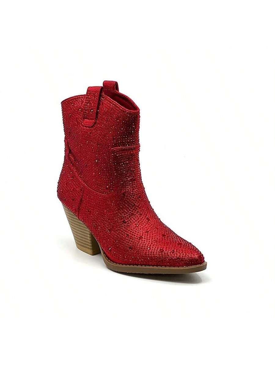 River-01 Rhinestone Cowboy Ankle Bootie