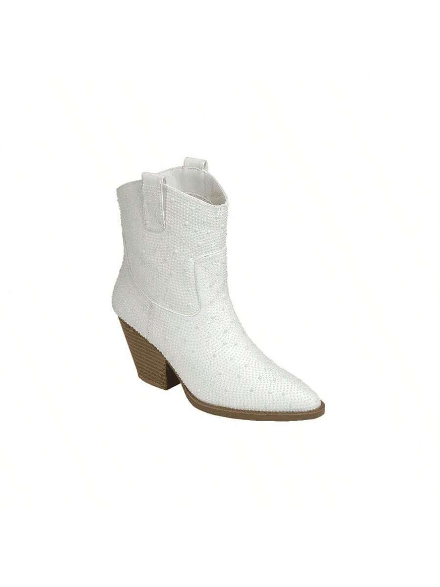 River-01 Rhinestone Cowboy Ankle Bootie