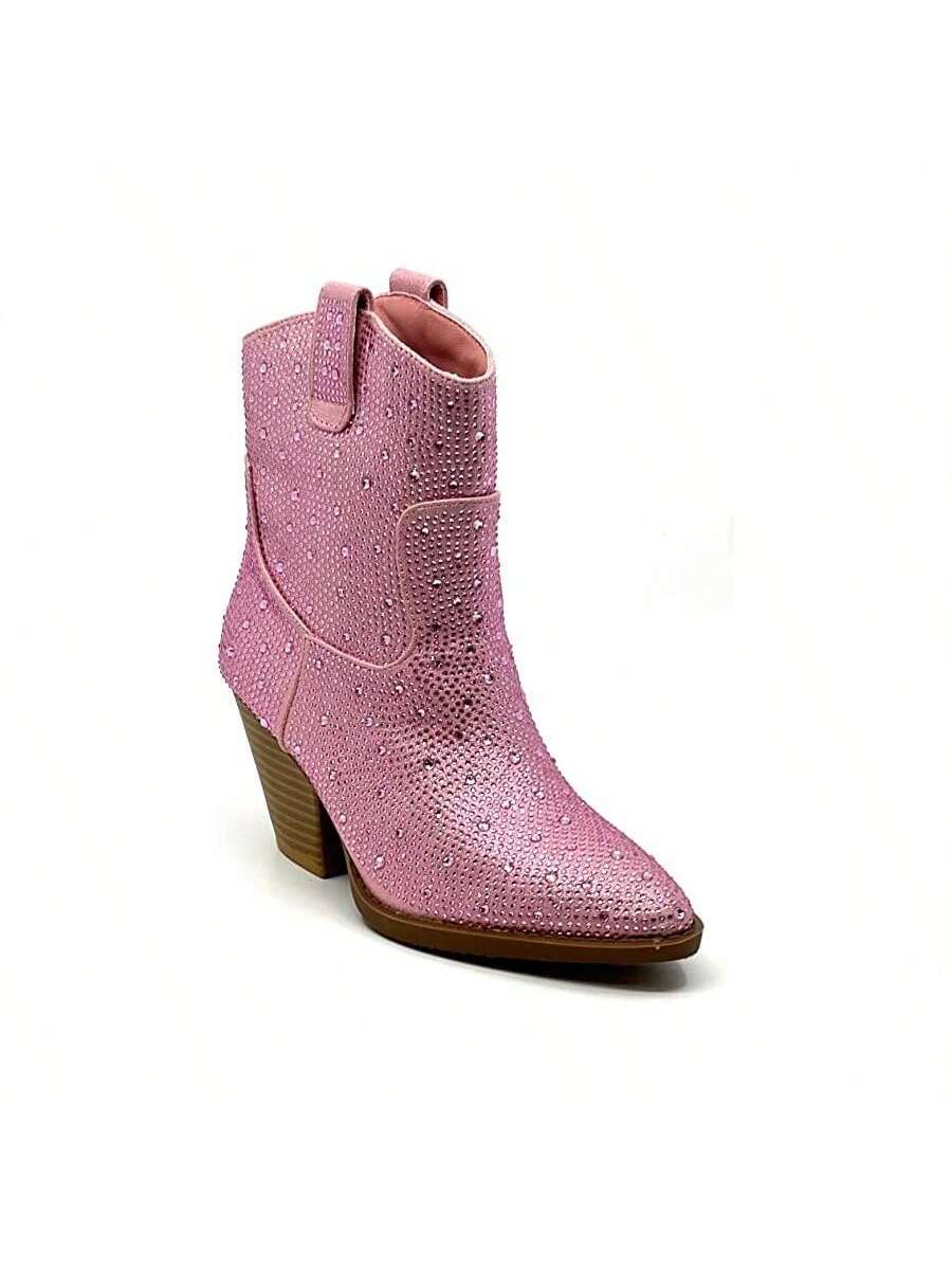 River-01 Rhinestone Cowboy Ankle Bootie