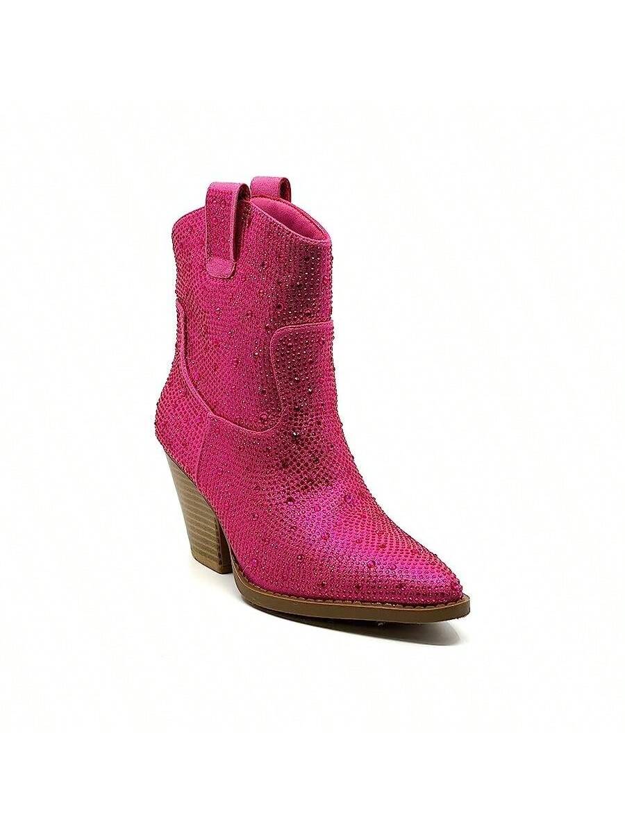 River-01 Rhinestone Cowboy Ankle Bootie